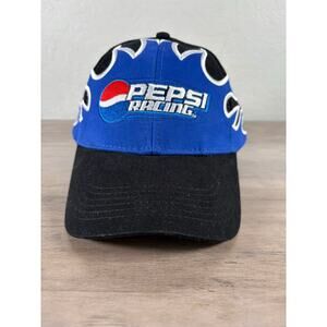 Vintage Pepsi Racing Embroidered‎ Hat Blue Black NASCAR Flames NWOT